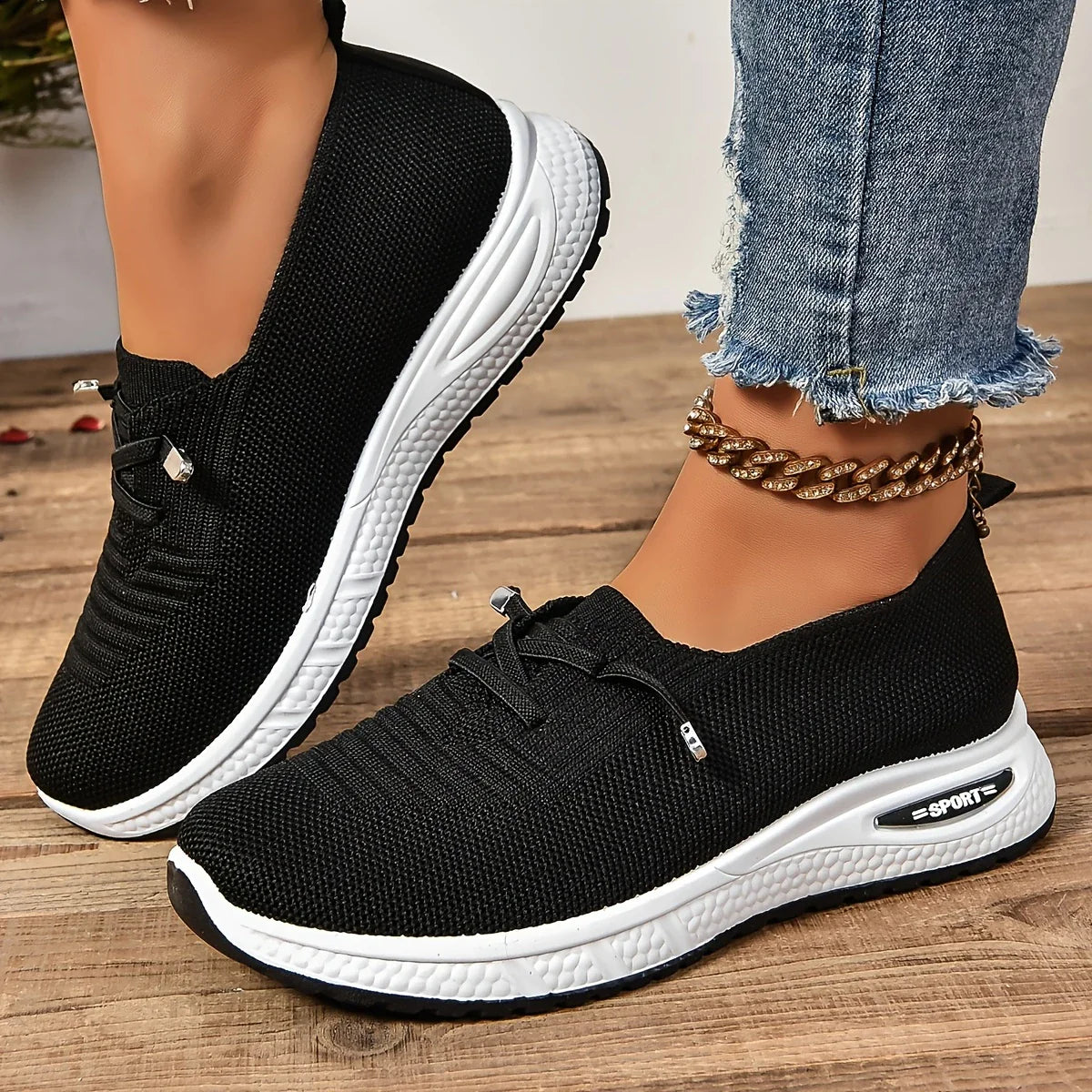 🔥Los más vendidos - ¡Último día con 50 % de descuento! 🔥 Zapatillas informales transpirables para mujer: con cordones, caña baja y cómodas.