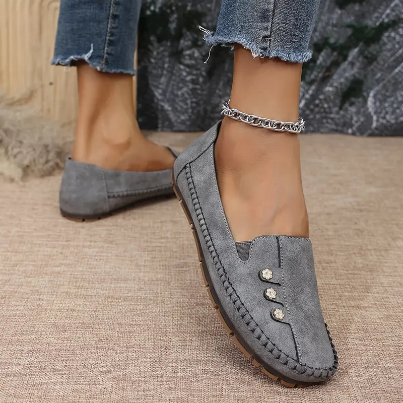 🔥Último día 50% de descuento🔥 Zapatos planos de color liso, ligeros, antideslizantes, transpirables, ortopédicos, informales, con punta lisa para mujer.