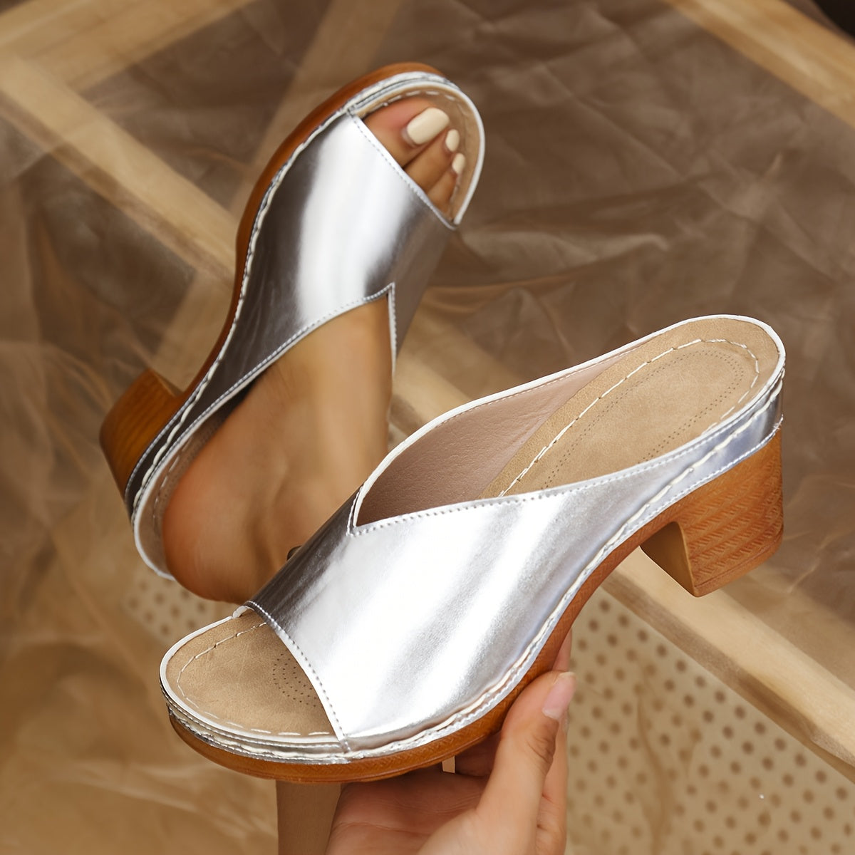 🔥LAST DAY SALE 50% OFF🔥 Open-Toe Platform Heeled Sandals – Breathable, Non-Slip, Slip-On