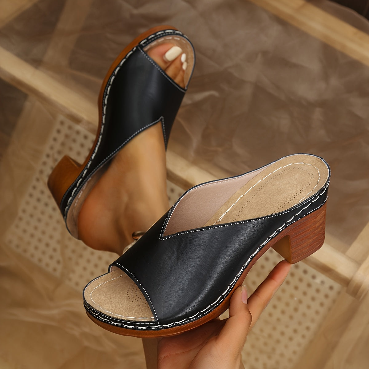 🔥LAST DAY SALE 50% OFF🔥 Open-Toe Platform Heeled Sandals – Breathable, Non-Slip, Slip-On