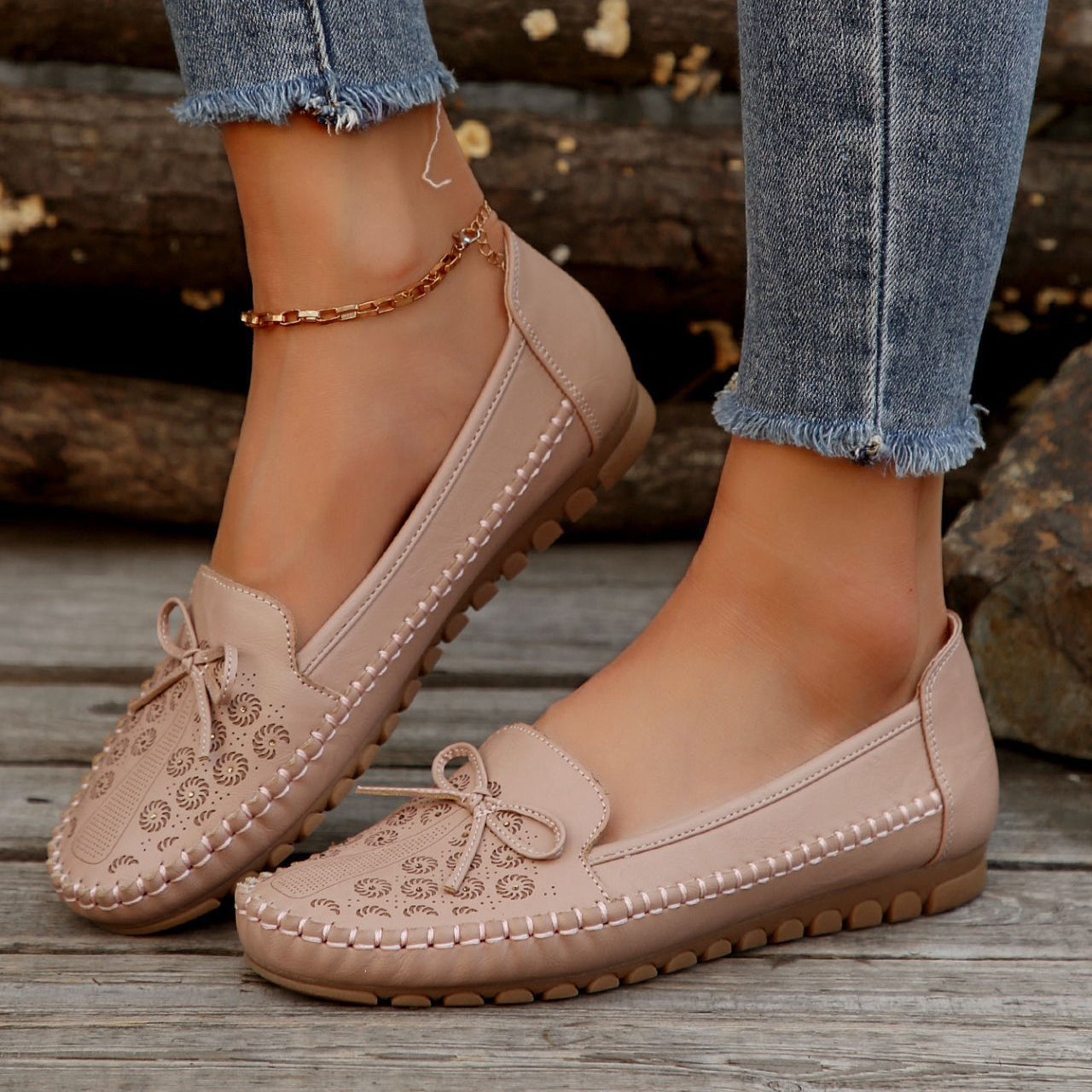 Women's Orthopedic Leather Flats – Lightweight, Breathable & Non-Slip