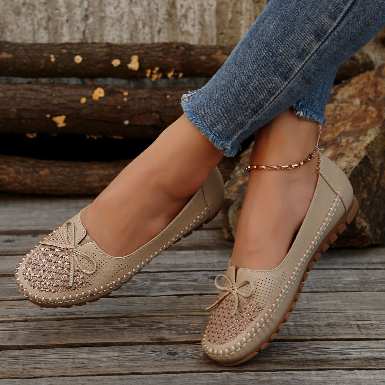 Women's Orthopedic Leather Flats – Lightweight, Breathable & Non-Slip