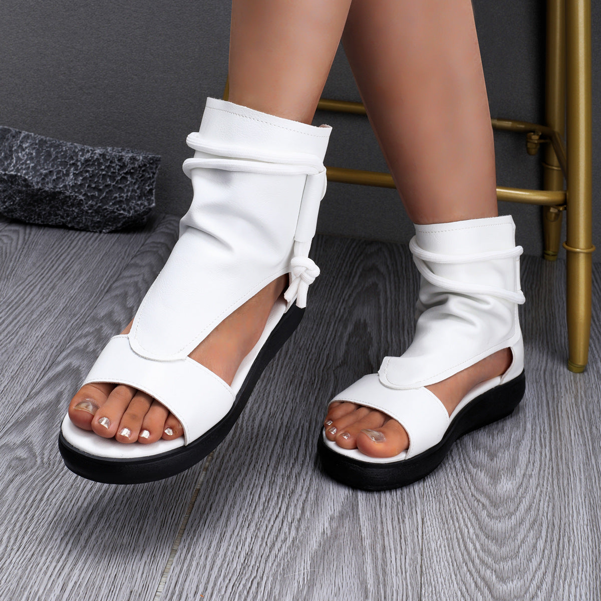 💥LAST DAY SALE 50% OFF💥 Elegant Gladiator Sandals – Soft Platform Sole, Back Zipper, Stylish Wrap Design