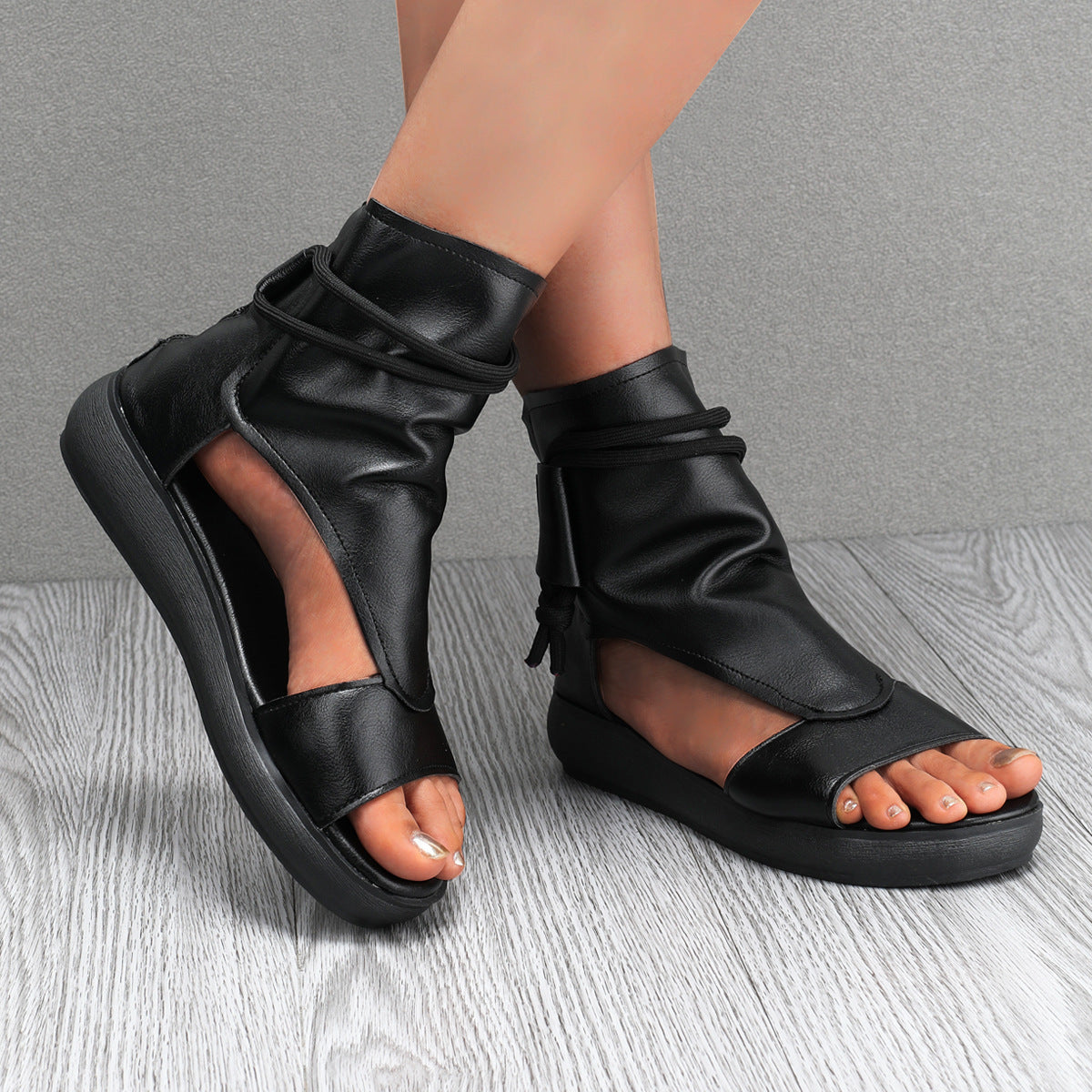 💥LAST DAY SALE 50% OFF💥 Elegant Gladiator Sandals – Soft Platform Sole, Back Zipper, Stylish Wrap Design