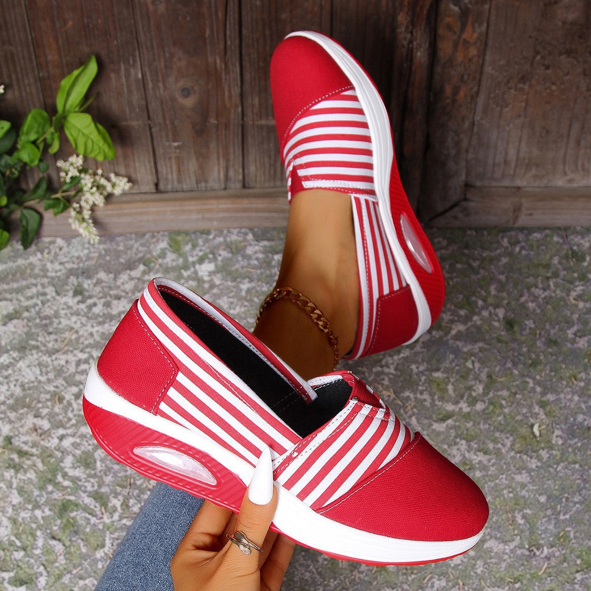🔥Last Day Sale 60%🔥 Women'S Striped Slip-On Canvas Sneakers