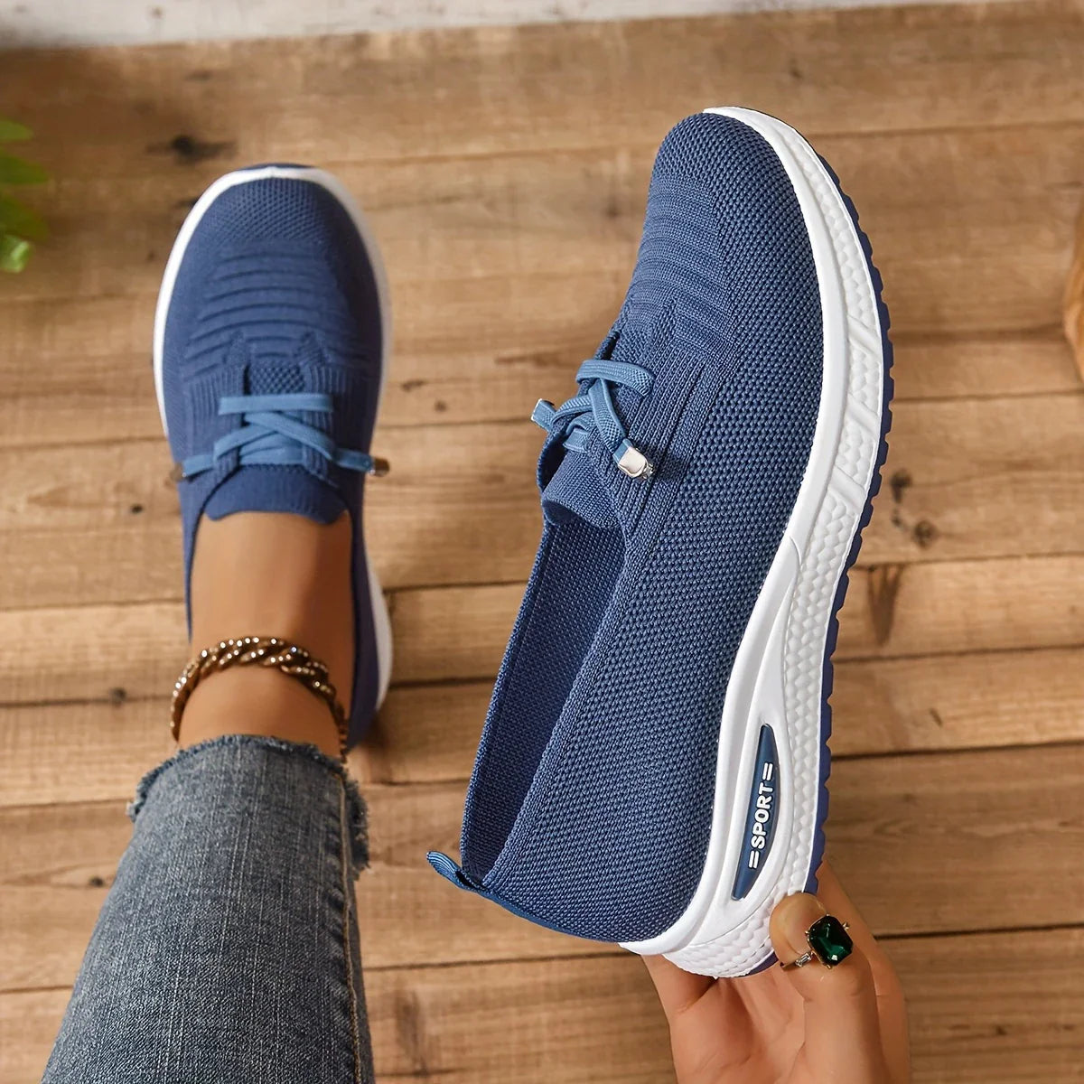 🔥Los más vendidos - ¡Último día con 50 % de descuento! 🔥 Zapatillas informales transpirables para mujer: con cordones, caña baja y cómodas.