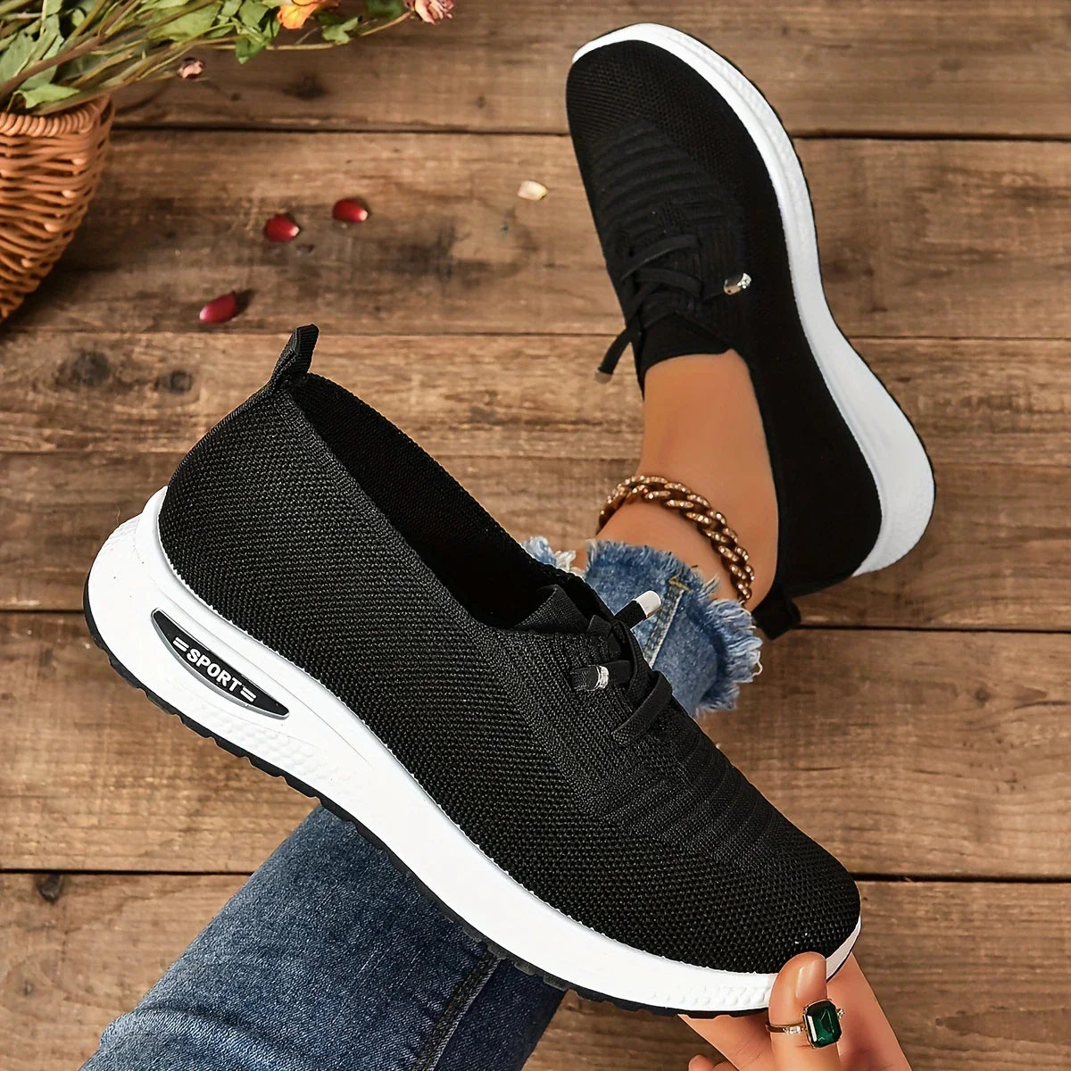 🔥Los más vendidos - ¡Último día con 50 % de descuento! 🔥 Zapatillas informales transpirables para mujer: con cordones, caña baja y cómodas.