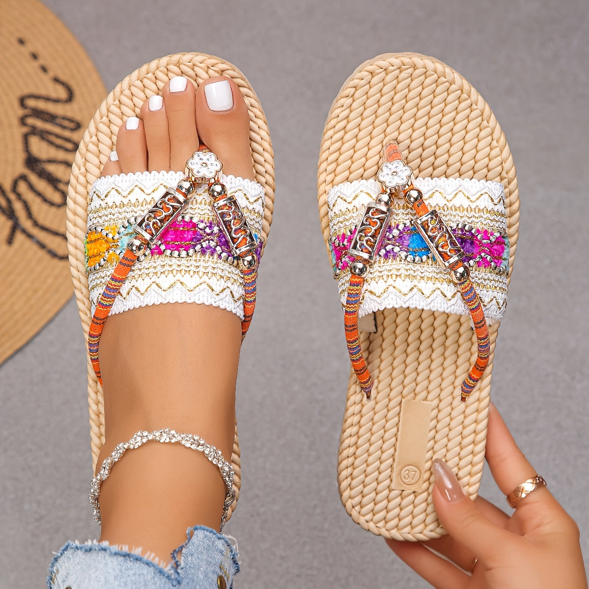 🔥Last Day Deal 50% OFF🔥 Women’s Boho Slip-On Sandals – Vibrant, Lightweight & Non-Slip