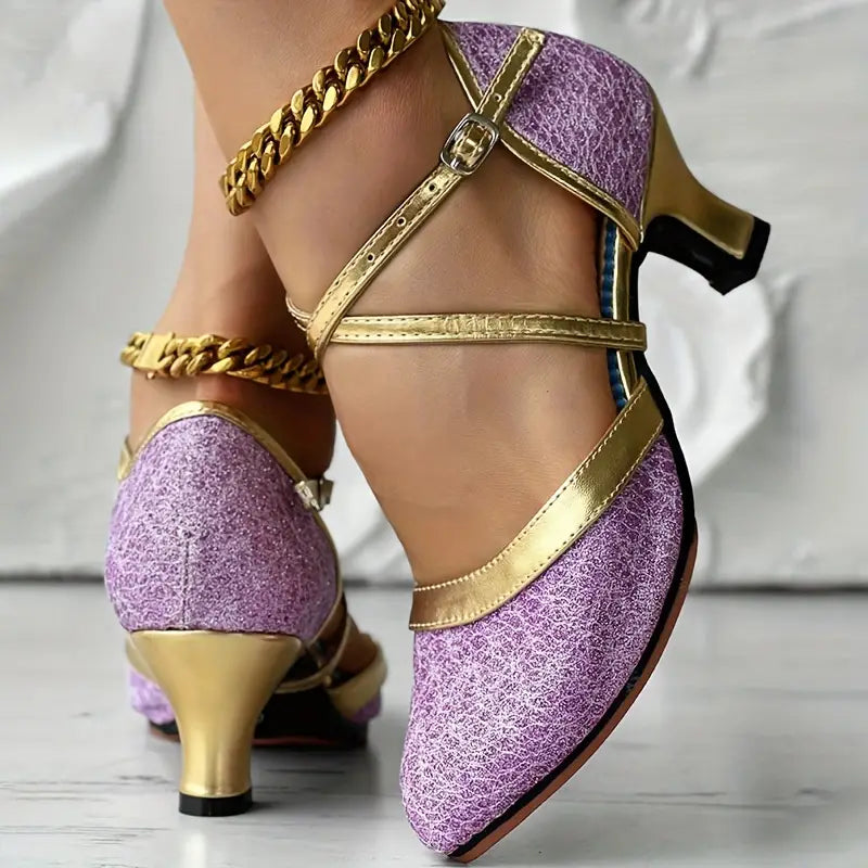 🔥Last Day 50% OFF - Women's Glitter D'Orsay Latin Dance Shoes