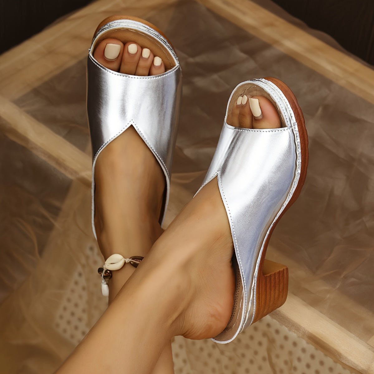 🔥LAST DAY SALE 50% OFF🔥 Open-Toe Platform Heeled Sandals – Breathable, Non-Slip, Slip-On