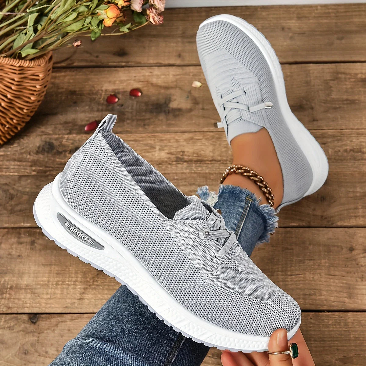 🔥Los más vendidos - ¡Último día con 50 % de descuento! 🔥 Zapatillas informales transpirables para mujer: con cordones, caña baja y cómodas. 