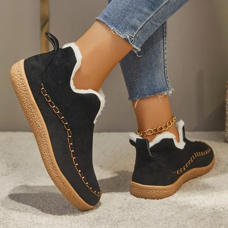Women's Cozy Fleece-Lined Slip-On Ankle Boots