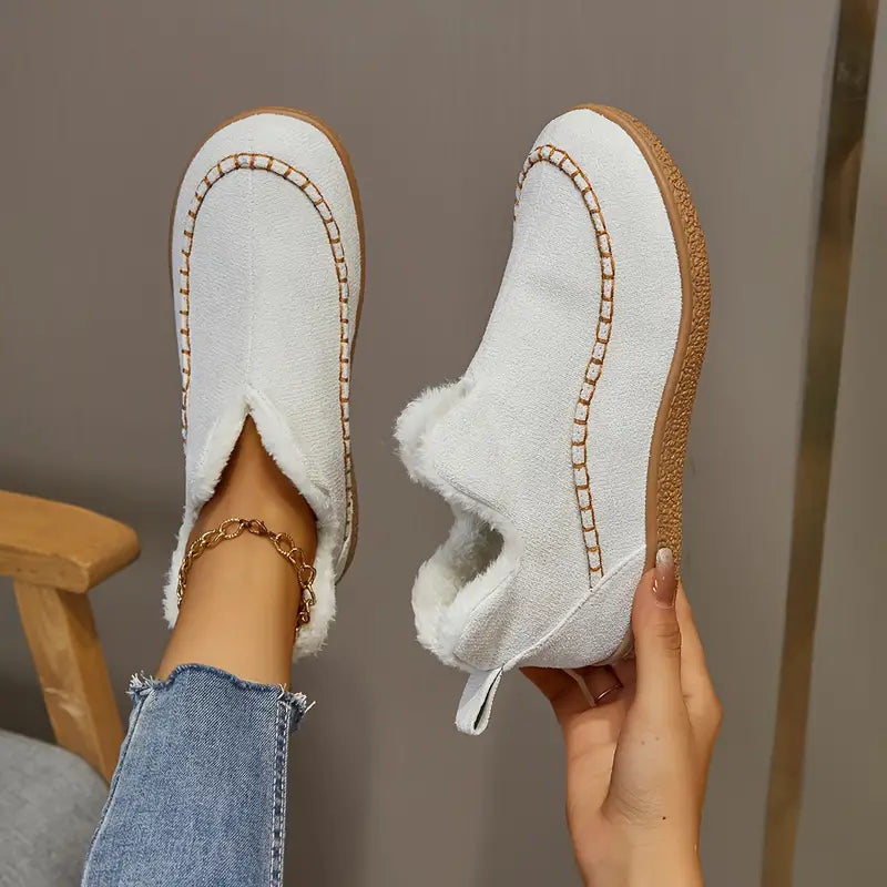 Women's Cozy Fleece-Lined Slip-On Ankle Boots