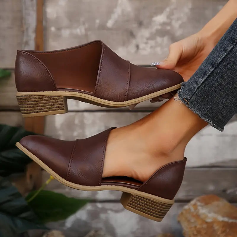 Mid Heel Womens Solid Color Block Chunky Wedges 🔥 Last Day Sale 60% 🔥
