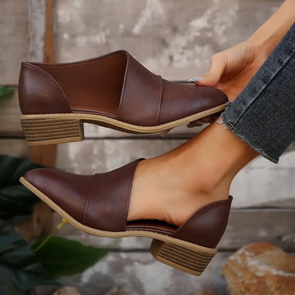 Mid Heel Womens Solid Color Block Chunky Wedges 🔥 Last Day Sale 60% 🔥
