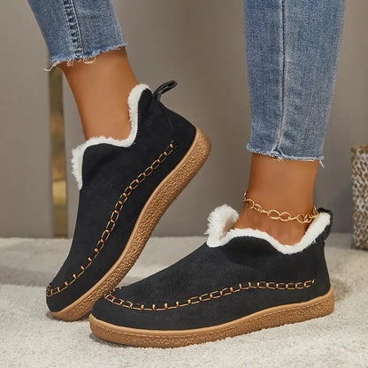 Women's Cozy Fleece-Lined Slip-On Ankle Boots