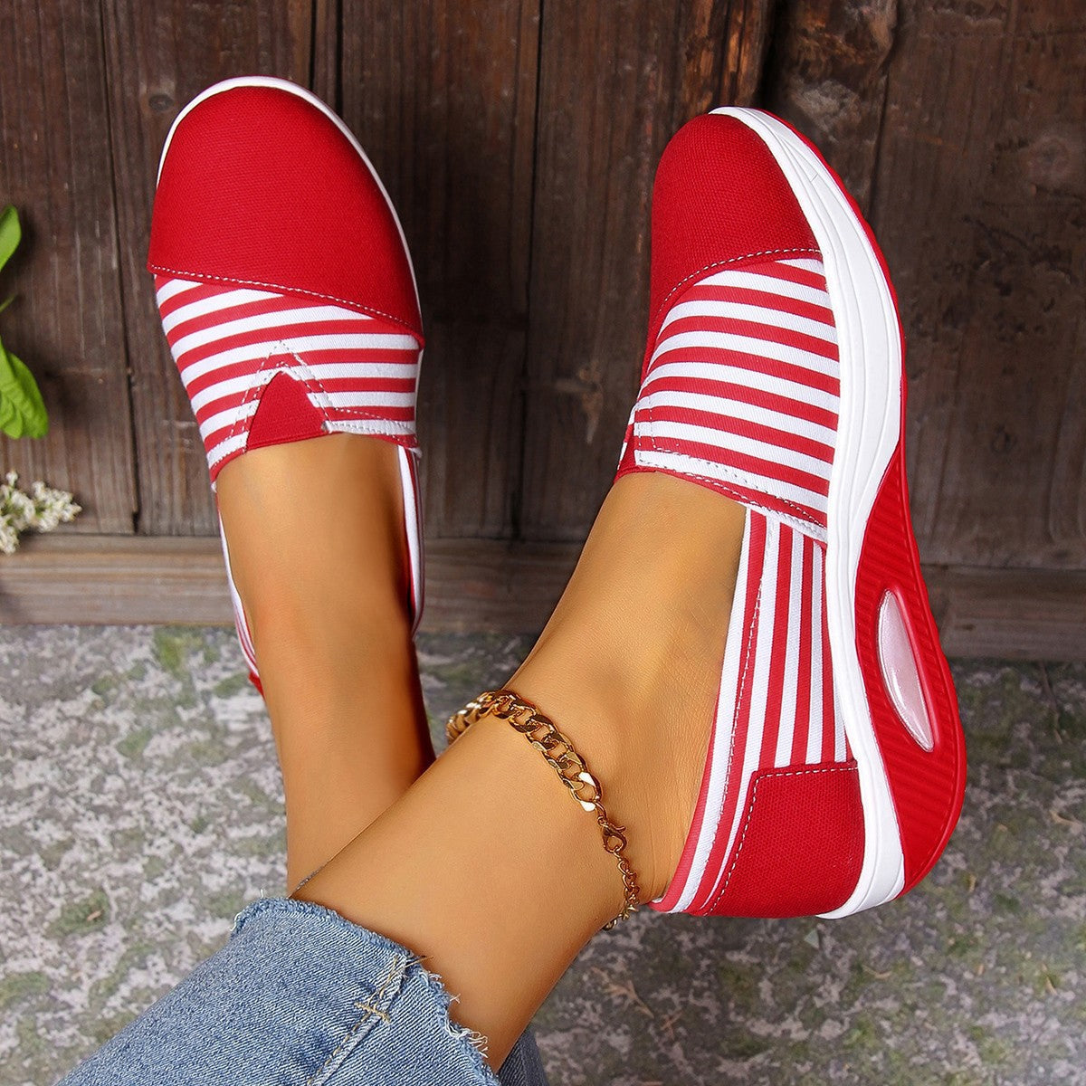 🔥Last Day Sale 60%🔥 Women'S Striped Slip-On Canvas Sneakers