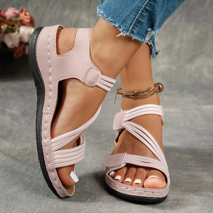 Women's Summer Wedge Sandals with Adjustable Strap