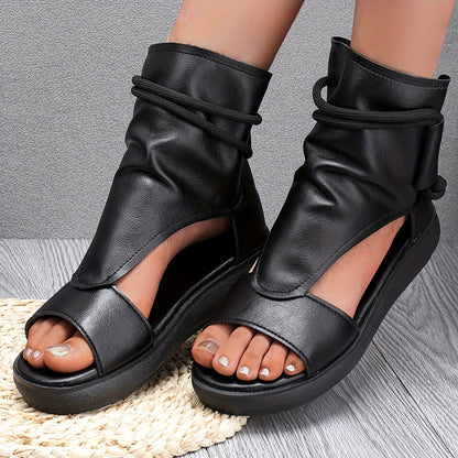 💥LAST DAY SALE 50% OFF💥 Elegant Gladiator Sandals – Soft Platform Sole, Back Zipper, Stylish Wrap Design