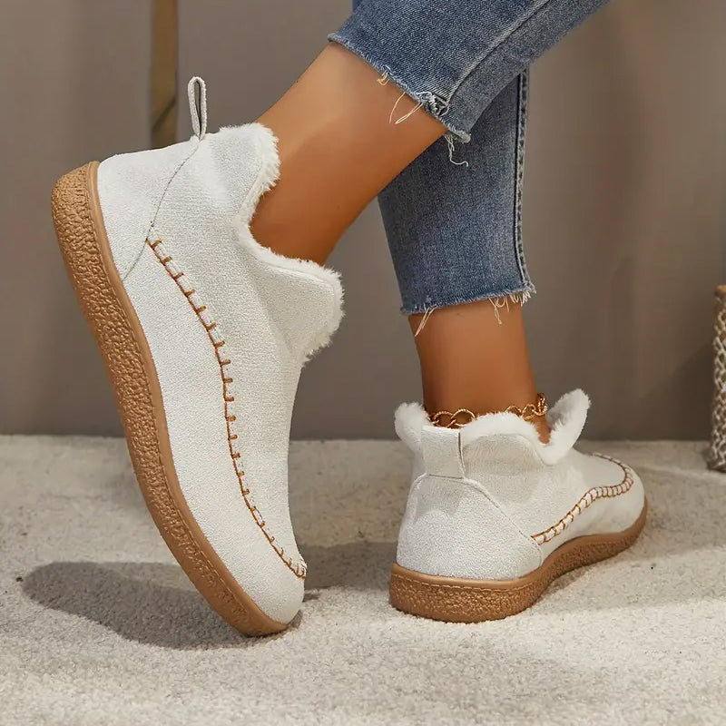 Women's Cozy Fleece-Lined Slip-On Ankle Boots