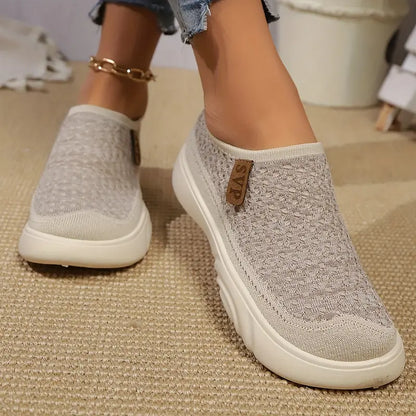 Women's Knitted Elastic Thick-soled Breathable Non-slip Slip-on Casual Shoes
