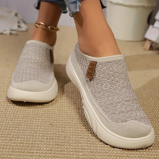 Women's Knitted Elastic Thick-soled Breathable Non-slip Slip-on Casual Shoes