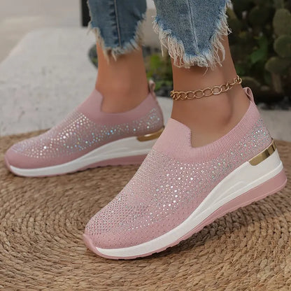 Bling Bling🔥Último día 50% de descuento⭐ Cómodas zapatillas de plataforma con diamantes de imitación para mujer