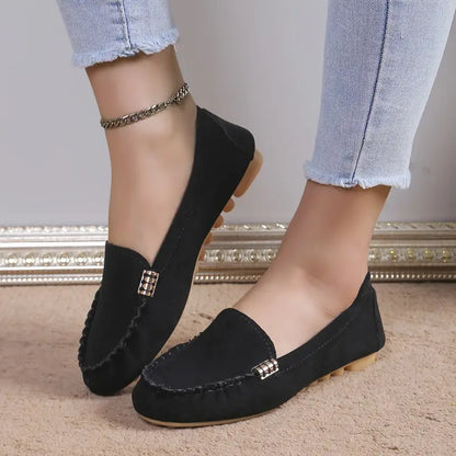 Solid Color Flat Shoes, Lightweight, Anti-Slip, Breathable, Orthopedic, Casual, Plain Toe For Women
