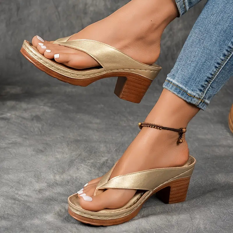 🔥Best Seller-Last Day Sale 60% OFF🔥Women'S Solid Color Summer Chunky Heel Sandals