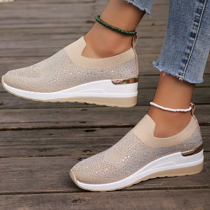 Bling Bling🔥Último día 50% de descuento⭐ Cómodas zapatillas de plataforma con diamantes de imitación para mujer