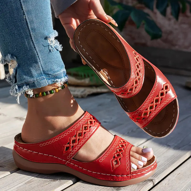💥LAST DAY SALE 60% Comfortable Arch Support Slides - Women's Solid Color Sandals - Breathable