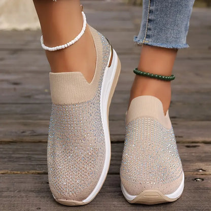 Bling Bling🔥Último día 50% de descuento⭐ Cómodas zapatillas de plataforma con diamantes de imitación para mujer