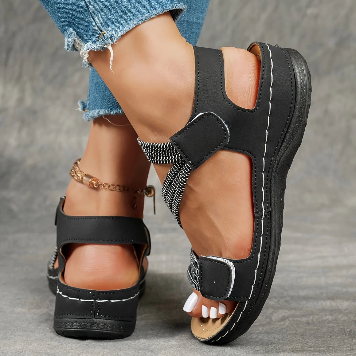 Women's Summer Wedge Sandals with Adjustable Strap