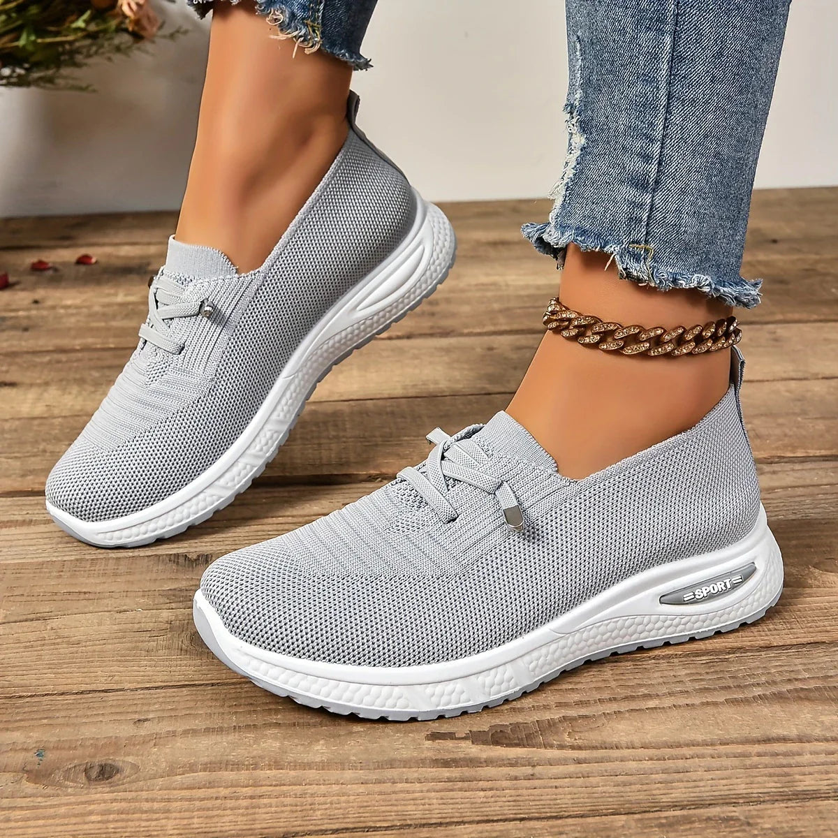 🔥Los más vendidos - ¡Último día con 50 % de descuento! 🔥 Zapatillas informales transpirables para mujer: con cordones, caña baja y cómodas. 