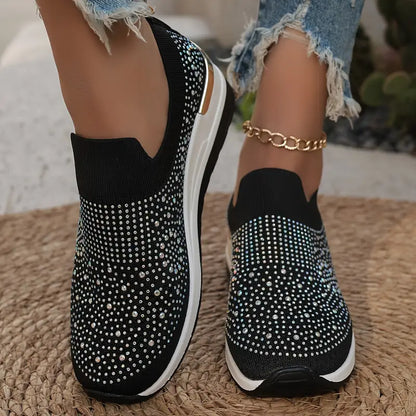 Bling Bling🔥Último día 50% de descuento⭐ Cómodas zapatillas de plataforma con diamantes de imitación para mujer