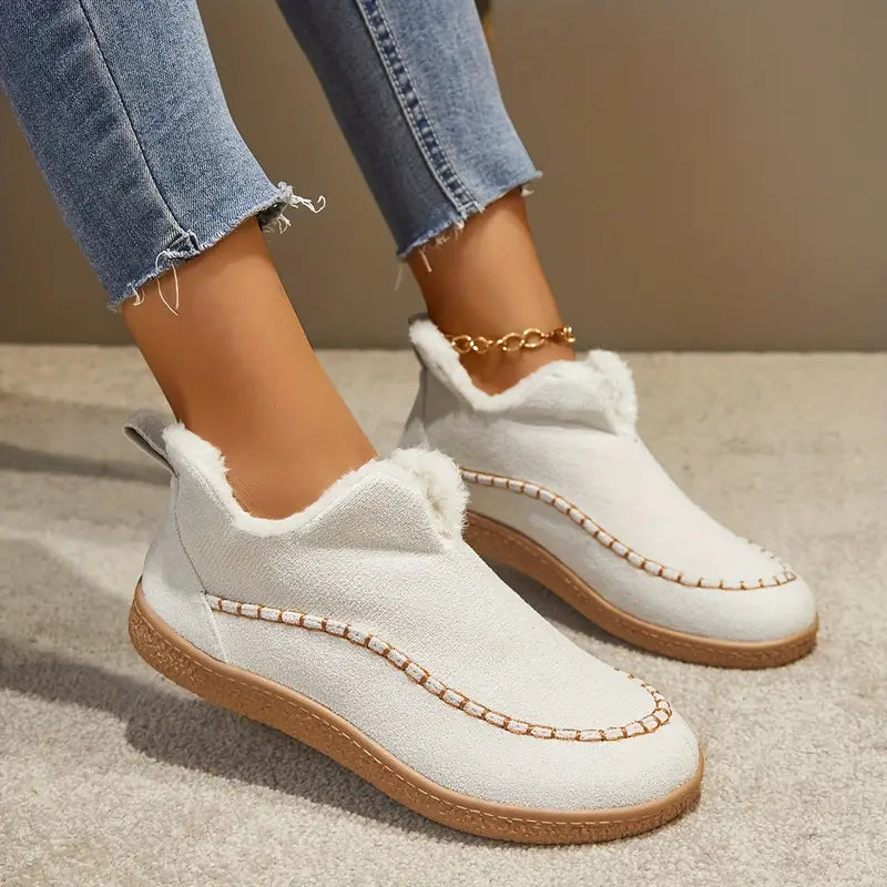 Women's Cozy Fleece-Lined Slip-On Ankle Boots