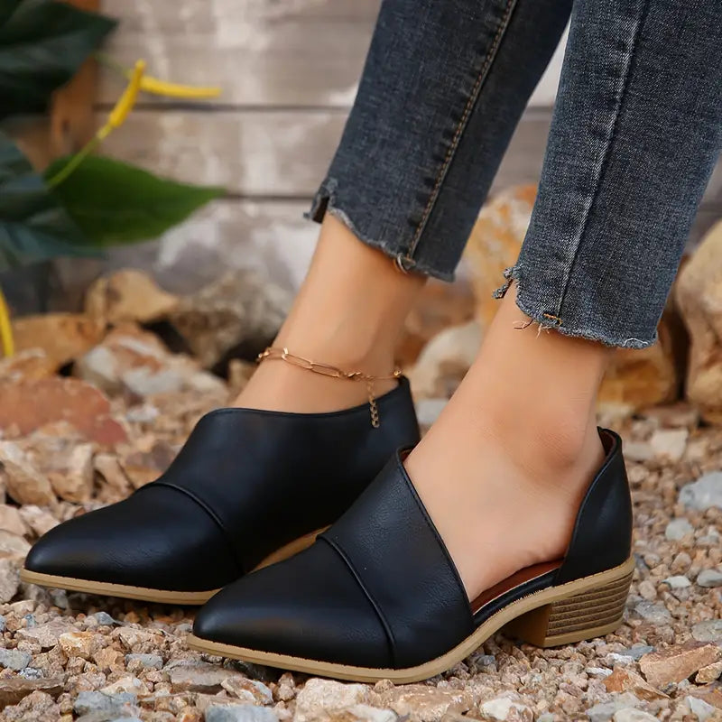 Mid Heel Womens Solid Color Block Chunky Wedges 🔥 Last Day Sale 60% 🔥