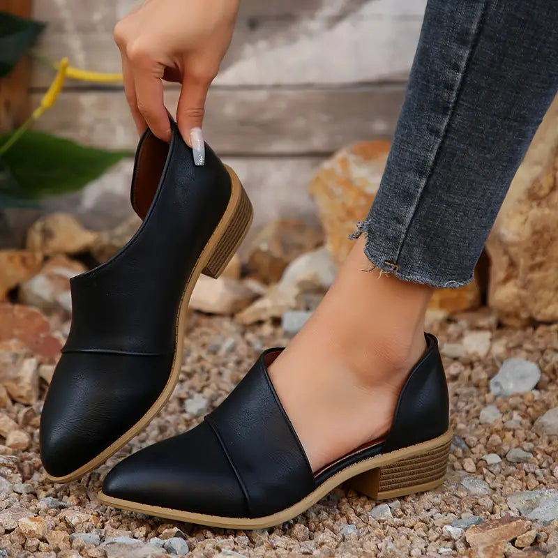 Mid Heel Womens Solid Color Block Chunky Wedges 🔥 Last Day Sale 60% 🔥