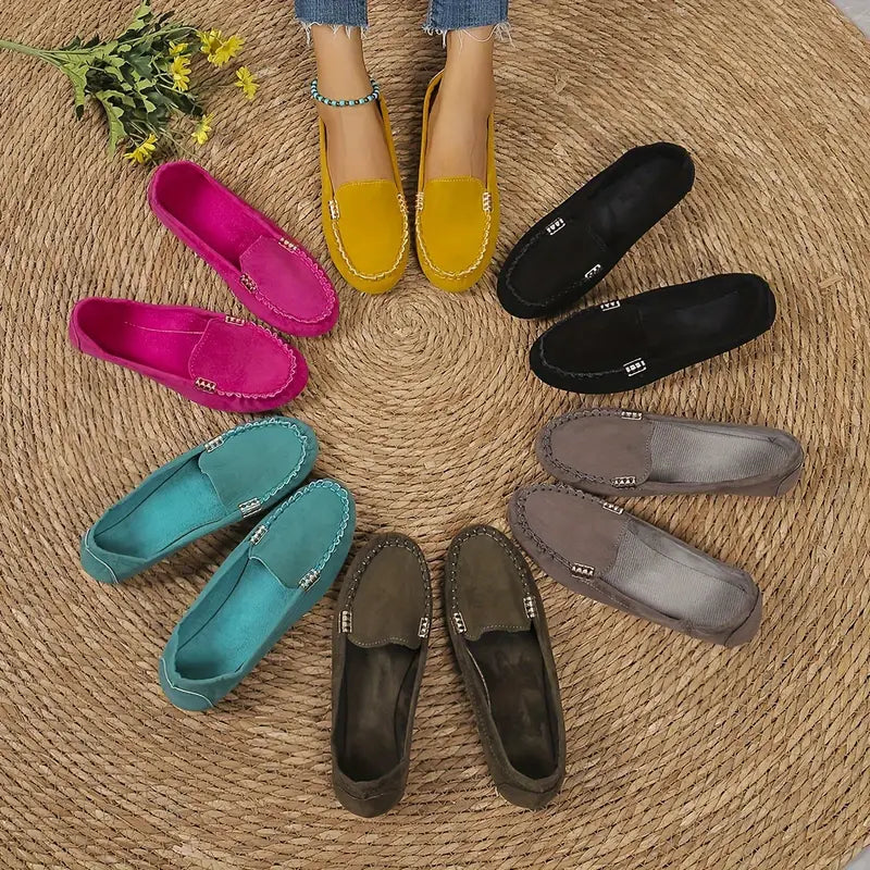 Solid Color Flat Shoes, Lightweight, Anti-Slip, Breathable, Orthopedic, Casual, Plain Toe For Women
