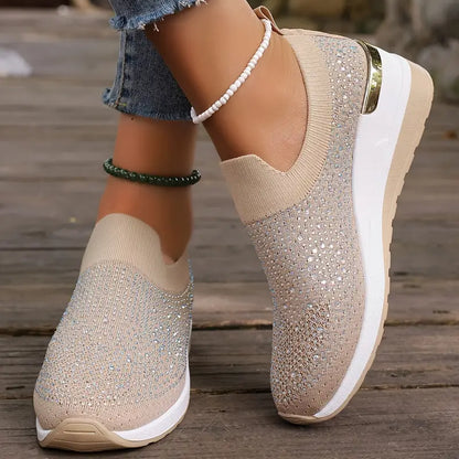Bling Bling🔥Último día 50% de descuento⭐ Cómodas zapatillas de plataforma con diamantes de imitación para mujer