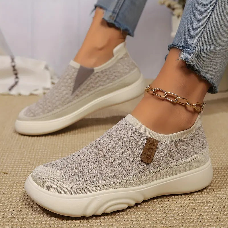 Women's Knitted Elastic Thick-soled Breathable Non-slip Slip-on Casual Shoes