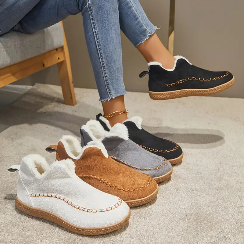 Women's Cozy Fleece-Lined Slip-On Ankle Boots
