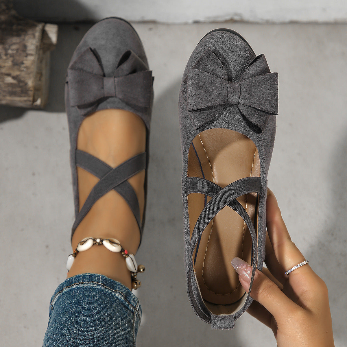 🔥Last Day Promotion 50% OFF 🔥Chic Women's Slip-On Flats with Bow Detail