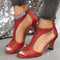 🔥Last Day 50% OFF - Women'S Trendy Red Glitter High Heel Sandals with Zipper Closure - Casual Open-Toe Style