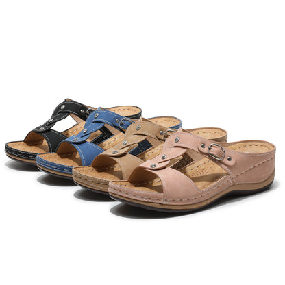 🔥Last Day Promotion 50% OFF🔥 Elegant Mid Heel Wedge Sandals for Women
