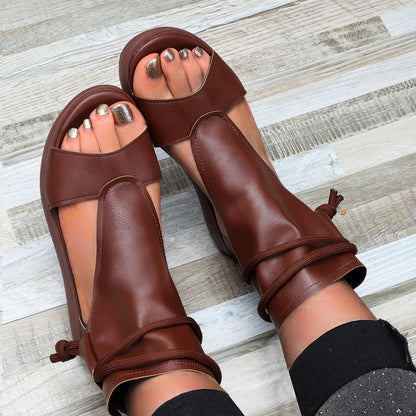 💥LAST DAY SALE 50% OFF💥 Elegant Gladiator Sandals – Soft Platform Sole, Back Zipper, Stylish Wrap Design