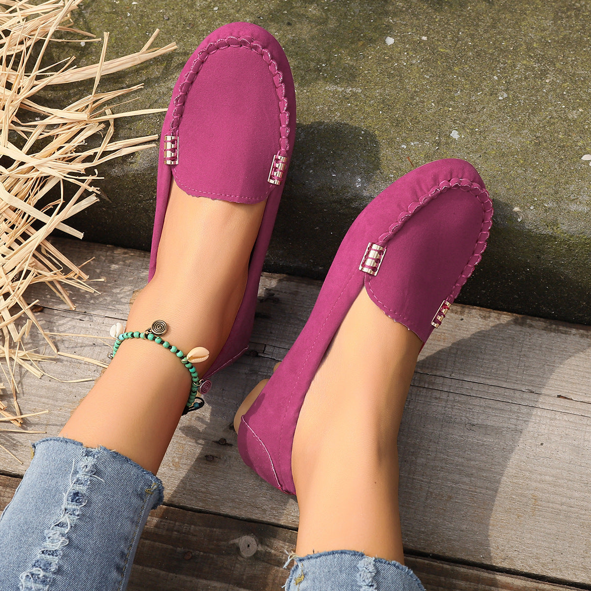 Solid Color Flat Shoes, Lightweight, Anti-Slip, Breathable, Orthopedic, Casual, Plain Toe For Women