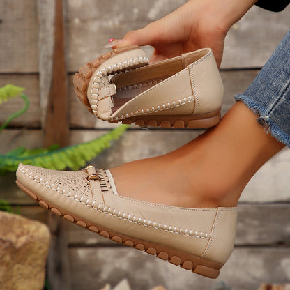 Women's Orthopedic Leather Flats – Lightweight, Breathable & Non-Slip