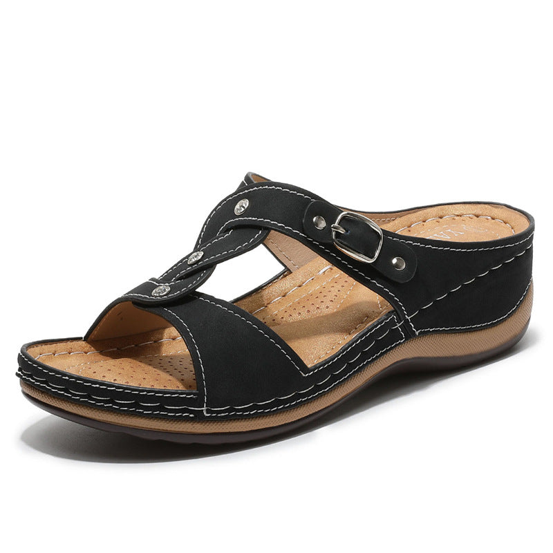 🔥Last Day Promotion 50% OFF🔥 Elegant Mid Heel Wedge Sandals for Women