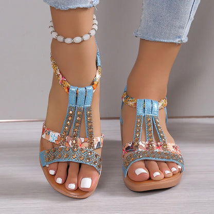 🔥Last Day Promotion 50% OFF 🔥 Women's flat rhinestone fish mouth sandals